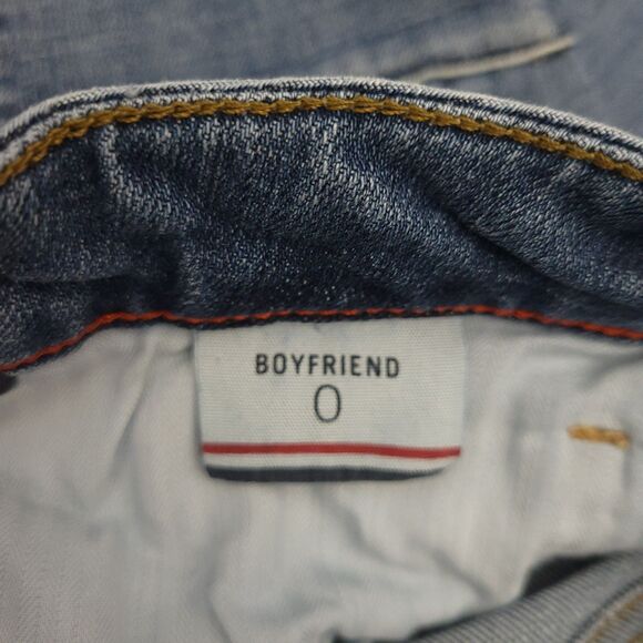 Tommy Hilfiger Women's Size 0 Boyfriend Blue Denim Patchwork Jeans Pre-Owned - Picture 6 of 9